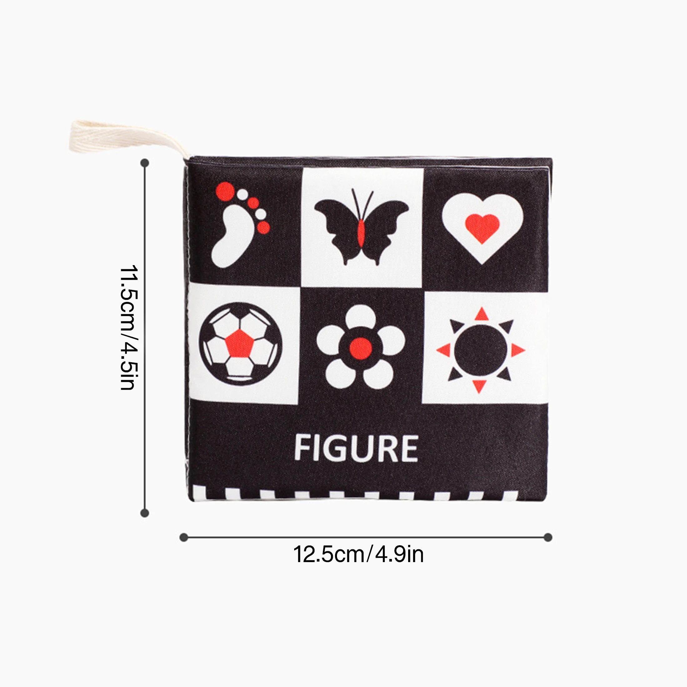 Детская Черно-белая Тканевая Книга С Кольцом И Животным Узором Развивающие