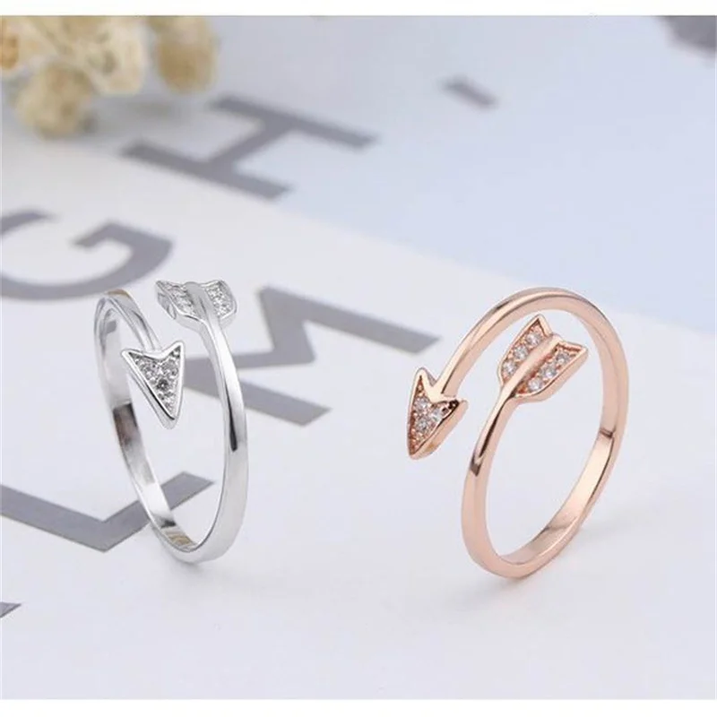 2022 New Arrival Fashion 925 Silver Plated Arrow Crystal Rings For Women Adjustable Engagement Ring  Women Jewelry Gift images - 6