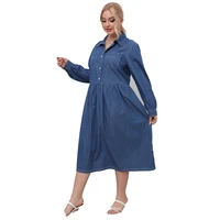 elegant shirt dress women 2022 new casual solid long sleeve plus size dresses women loose single breasted large mid length dress