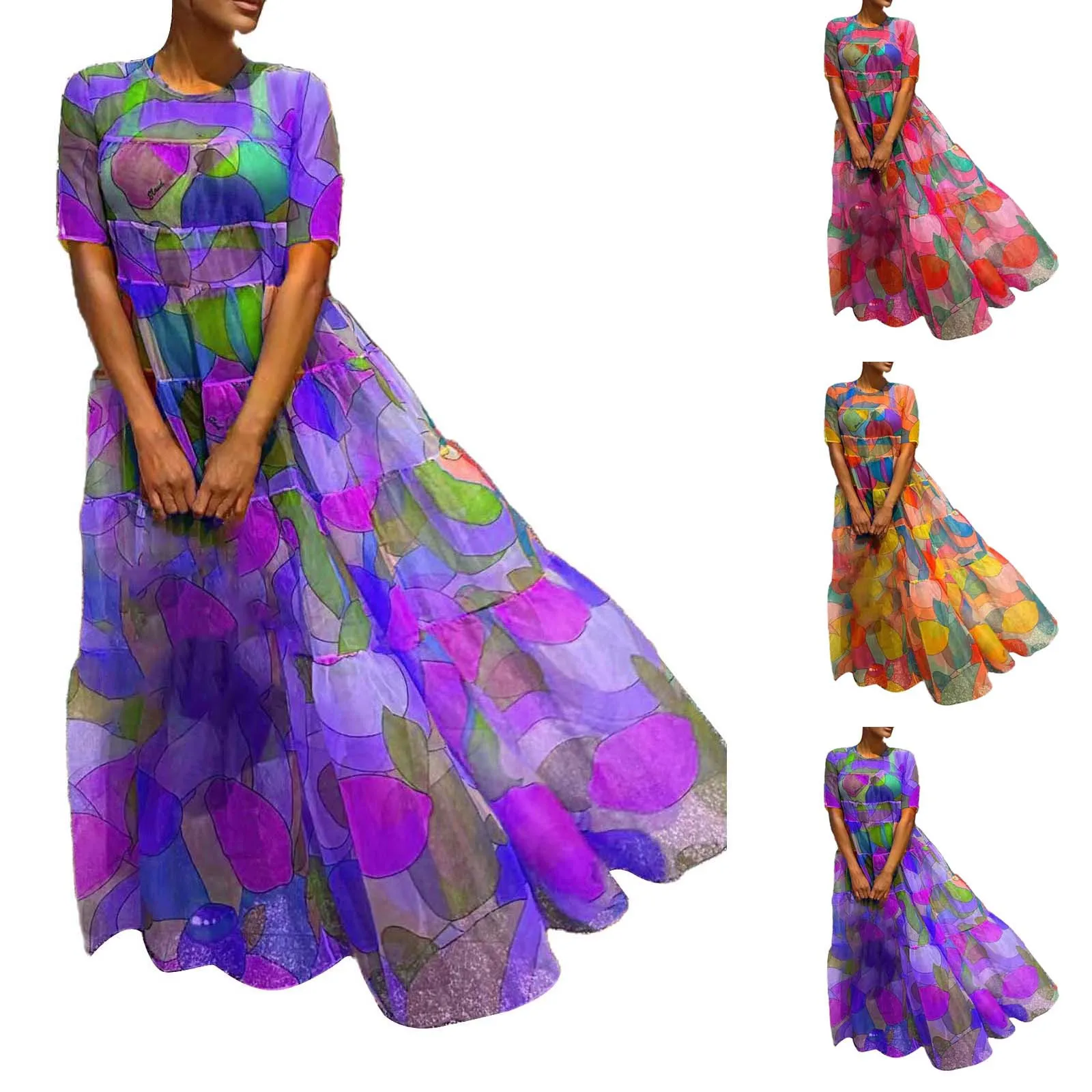 

Summer Temperament Commute Mid Waist Dresses Beauty Retro Temperament Long Sleeve Solid Color Womens Midi Dresses Short Sleeve