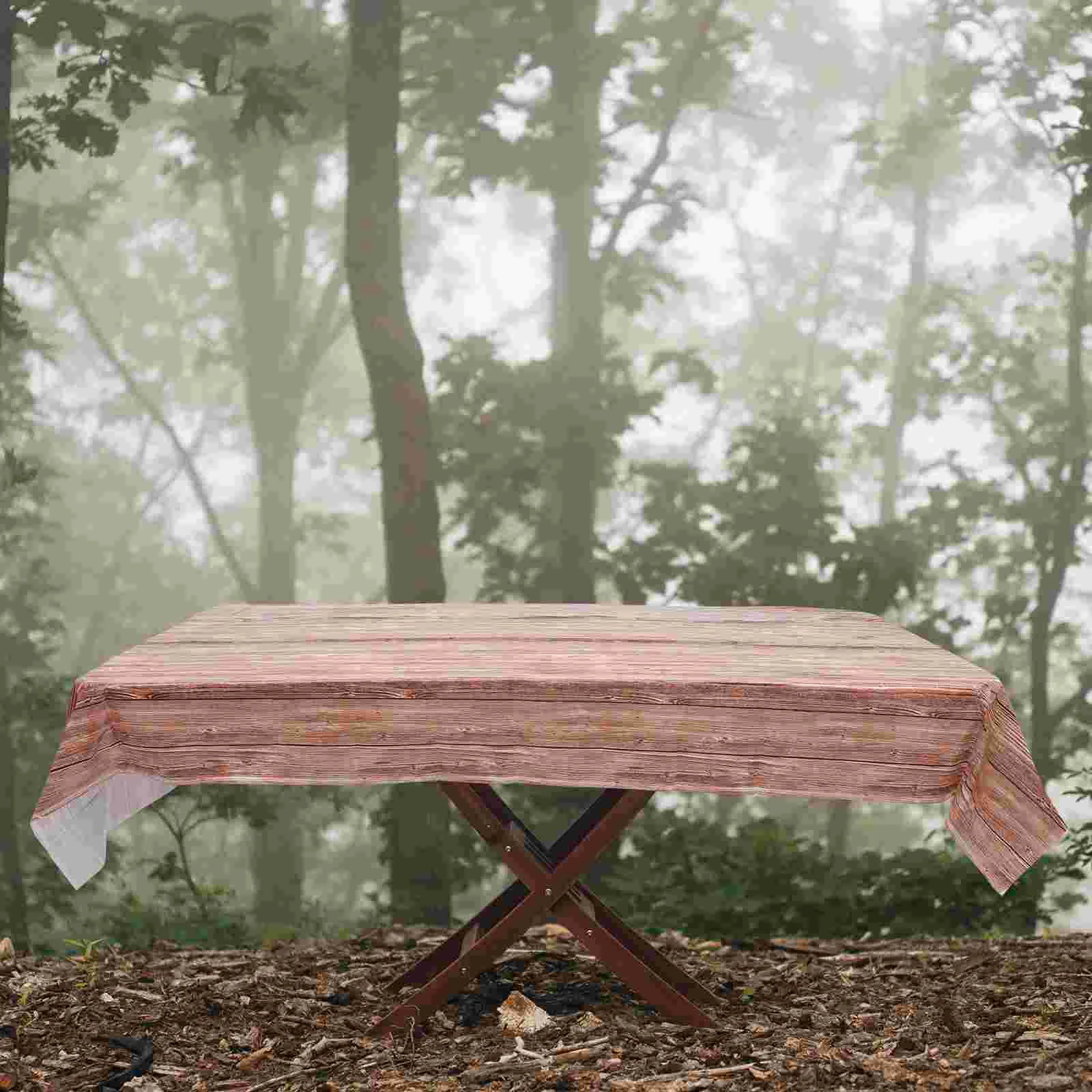 

Table Cloth Decoration Desktop Wood Grain Decorative Tablecloth Retro Cloths