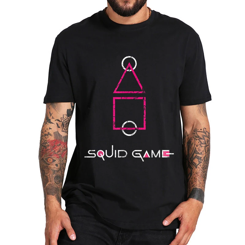 

Squid Game Men Fashion Casual Cool Short Sleeved Oversized T Shirt Harajuku Streetwear Tee Men's Short Sleeve Graphic Funny