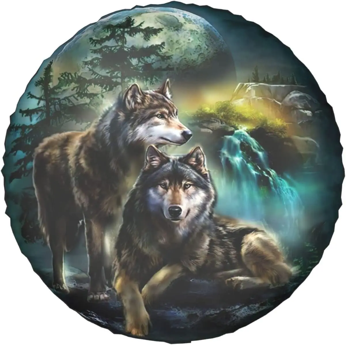 

PHELIKA 3D Printed Wolf Spare Tire Cover Wheel Protectors Weatherproof Universal DustProof for Trailer Rv SUV Truck Camper Trav