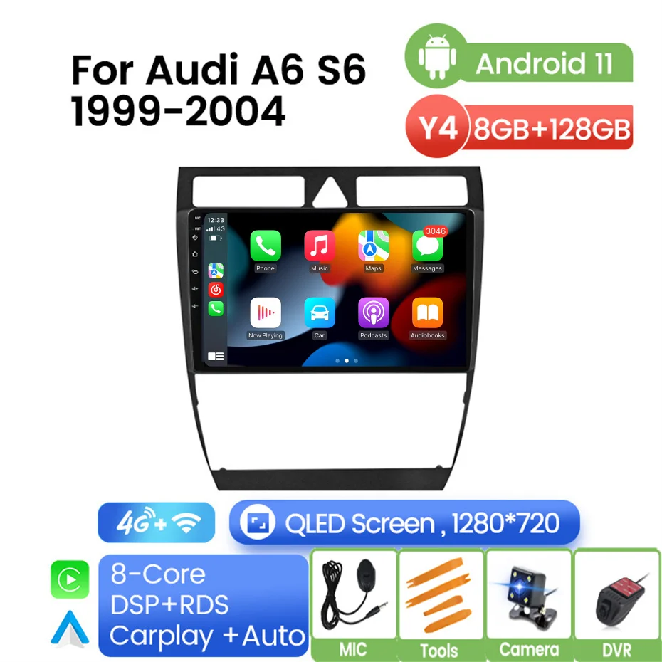Автомагнитола на Android IPS CarPlay мультимедийный видеоплеер автостерео GPS для Audi A6 C5 1997