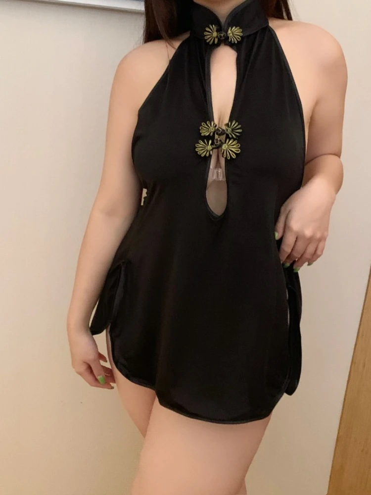 Женское сексуальное платье-Ципао с открытой спиной и разрезом