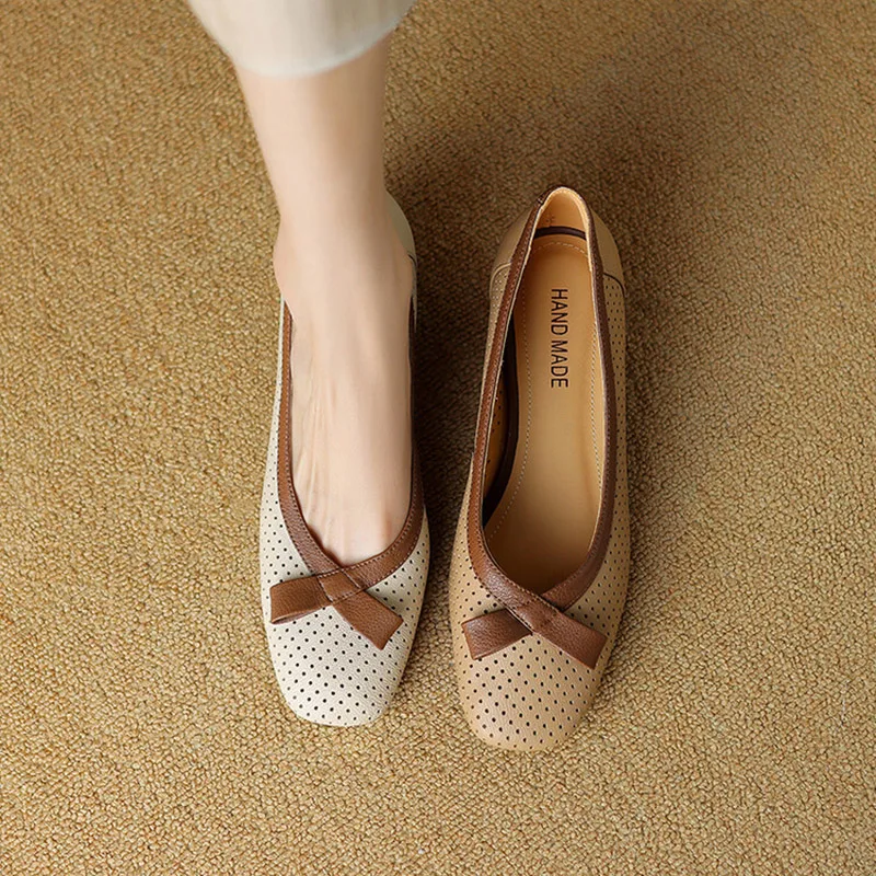 Phoentin Элегантные женские босоножки с открытыми отверстиями на среднем каблуке 3