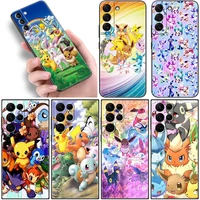 anime cute pokemon phone case for samsung galaxy s22 s21 ultra s20 fe s8 s9 s10e s10 plus lite s7 edge 5g black soft cover
