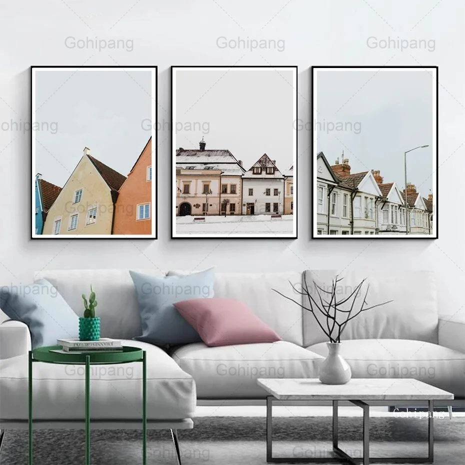 

Building Landscape Art Canvas Printings Scandinavia Style Paintings Posters and Prints Living Room Wall Pictures Home Decorative