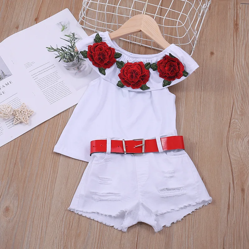 

Girls Clothes Sets Summer 1 2 3 4 5 6 Year Old Children Cotton T-shirts Shorts Psnts 2pcs Tracksuits For Baby Outfits Kids Suit