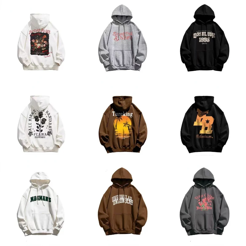 

Толстовка мужская оверсайз с капюшоном, хлопковая кофта с графическим принтом в стиле Харадзюку, Повседневная Свободная уличная одежда в с...