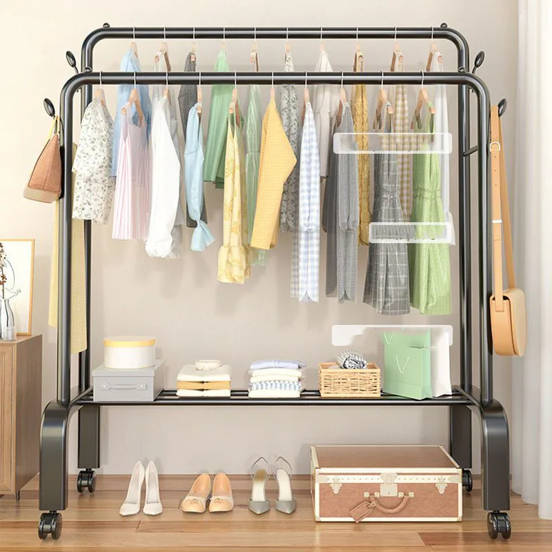 

Floor-standing Balcony Coat Rack Wardrobe Clothes Hat Heavy Hanger Easy Assembled Organizer Space-saving Holder Clothing Rack