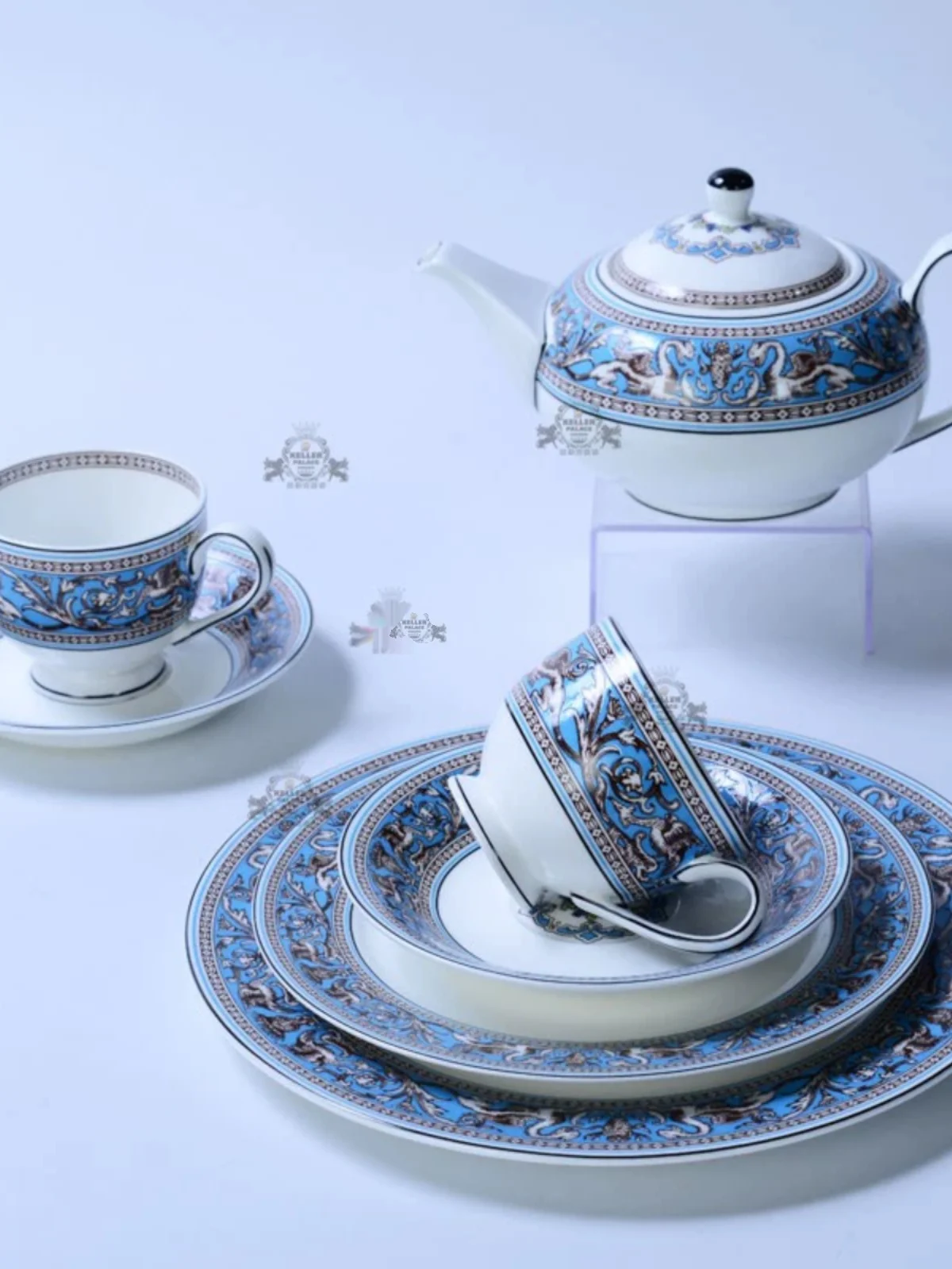 Европейский кофейный сервиз из костяного фарфора чайный шелковая дорога