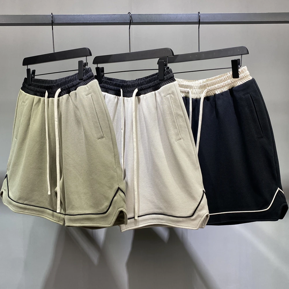 

2023 Summer Contrast Stripe Twill Sweat Shorts Kanye Elastic Waist Jogger Three-Pocket Styling