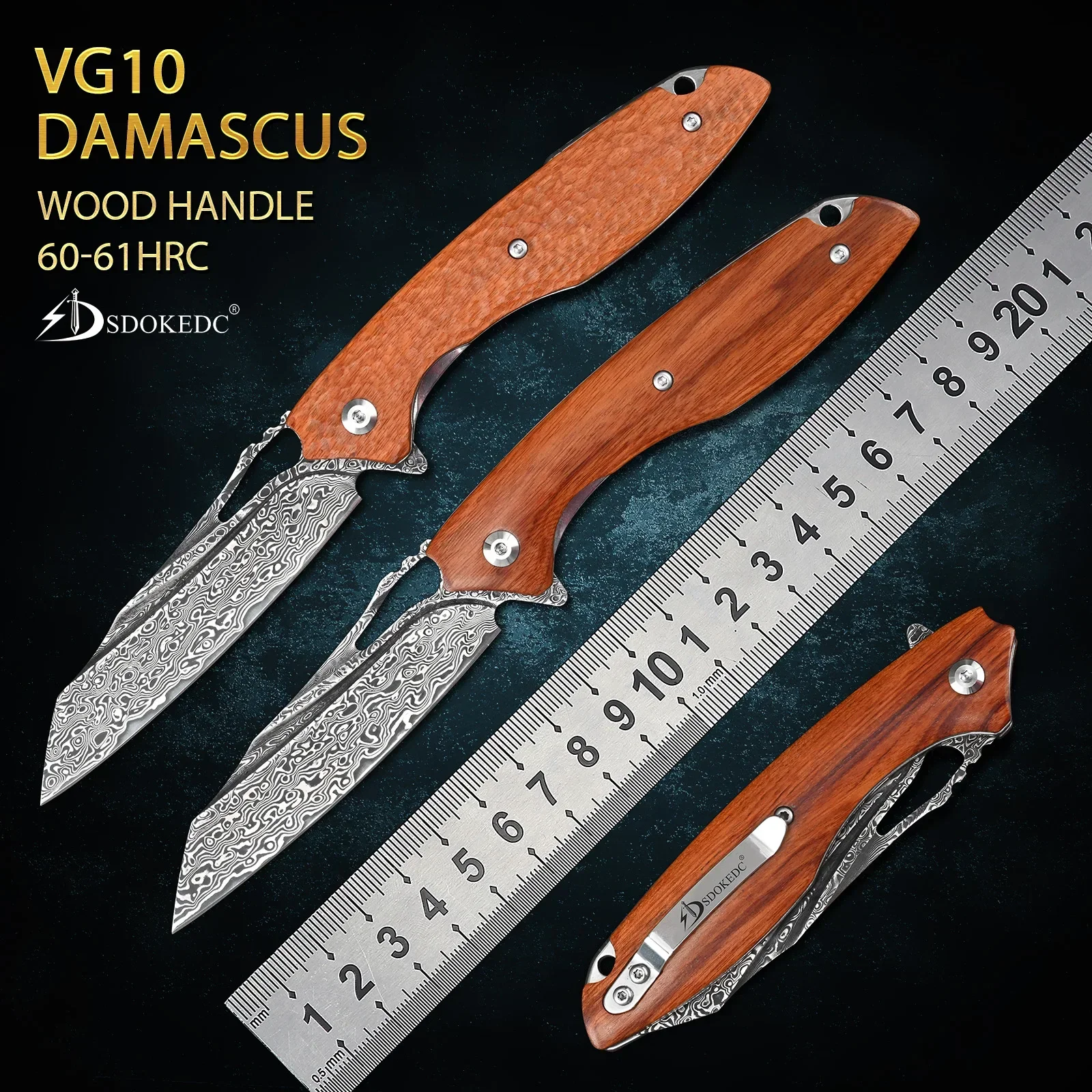 

Карманные ножи VG10 из дамасской стали С флиппером, складной тактический военный нож для кемпинга, выживания, охоты, ежедневного использования