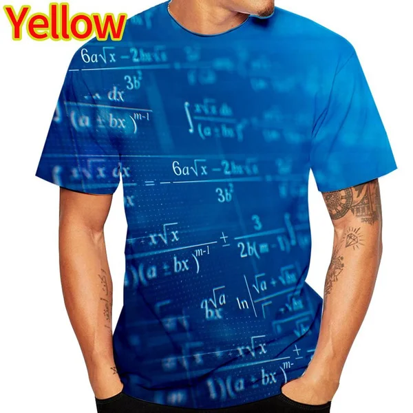 

2023 New Men Large Plus Size Casual Fashion Short Sleeve 3d Printing Mathematical Mathematics Formula T-shirt Tops