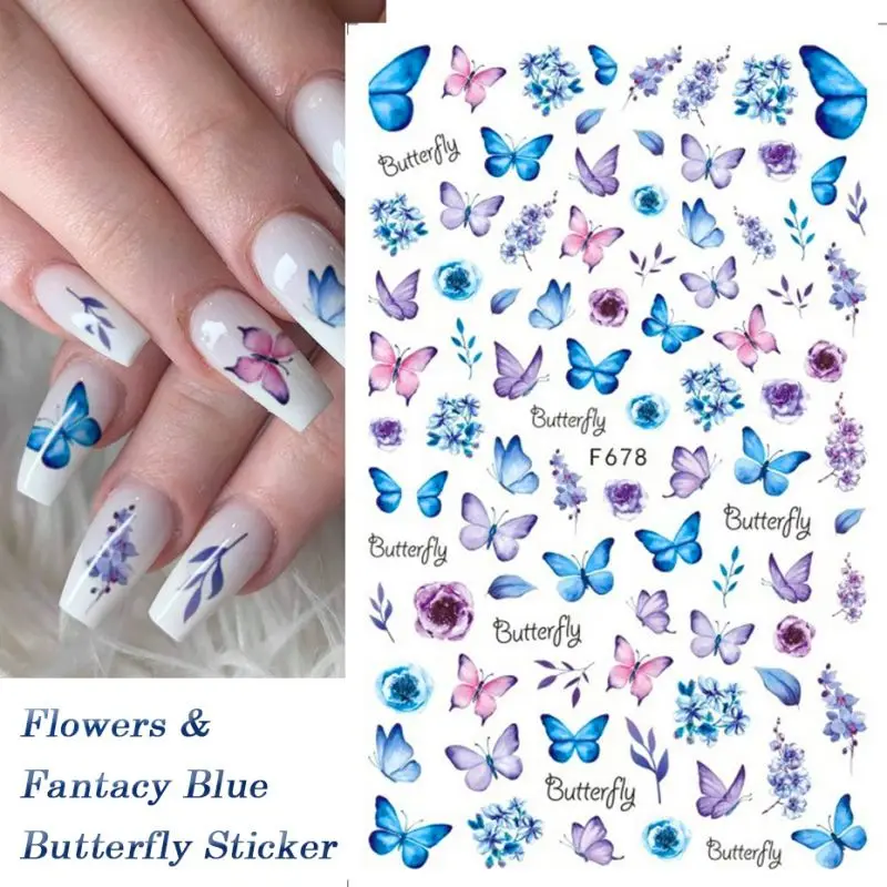 

1PC Fashion Design Nail Sticker Retro Butterfly Retro Rose Back Glue Sticker Nail Art Decoration