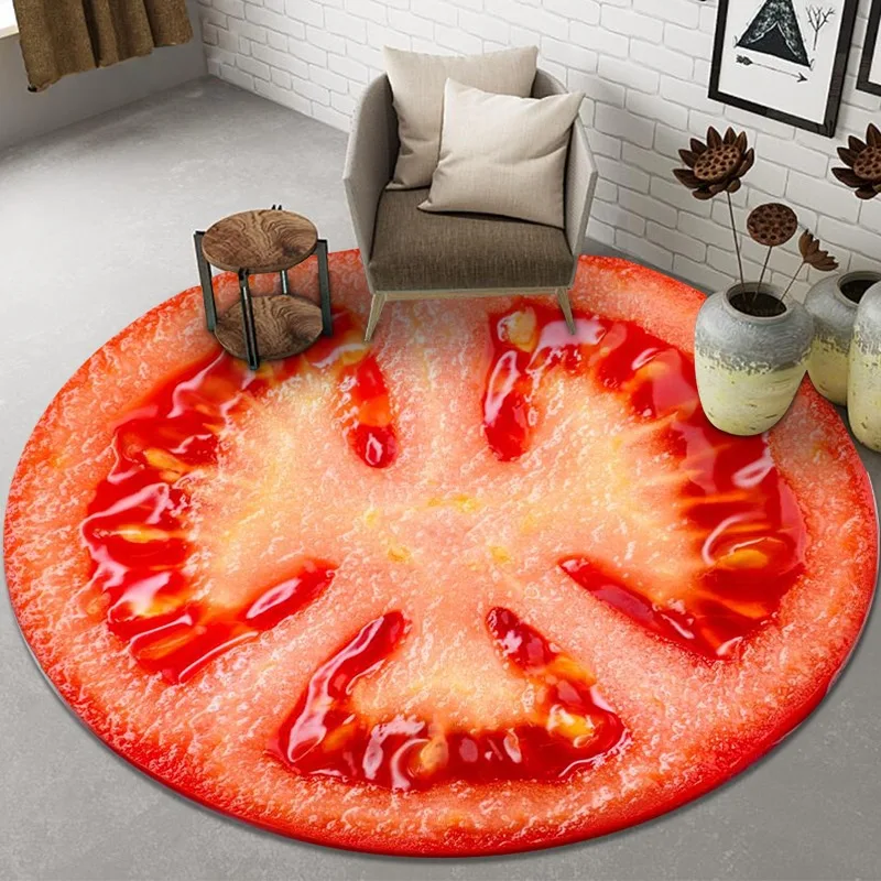

Kids Floor Mat Children Room Decoration Fruit Cartoon Letter Number Learning Rug Anti-Slip Bedroom Funny Round Crawling Carpet