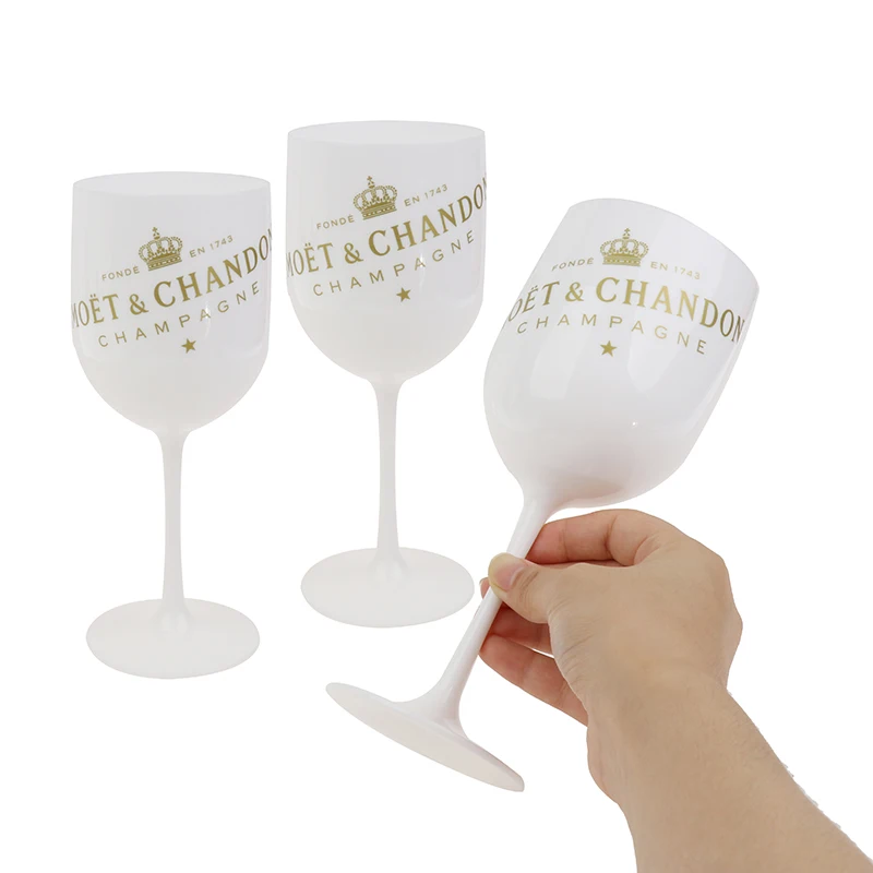 

White Moet Plastic Glasses Celebration Party Drinkware Drink Wine Glass Cup Champagne Glass Electroplated Cups Cocktails Goblet