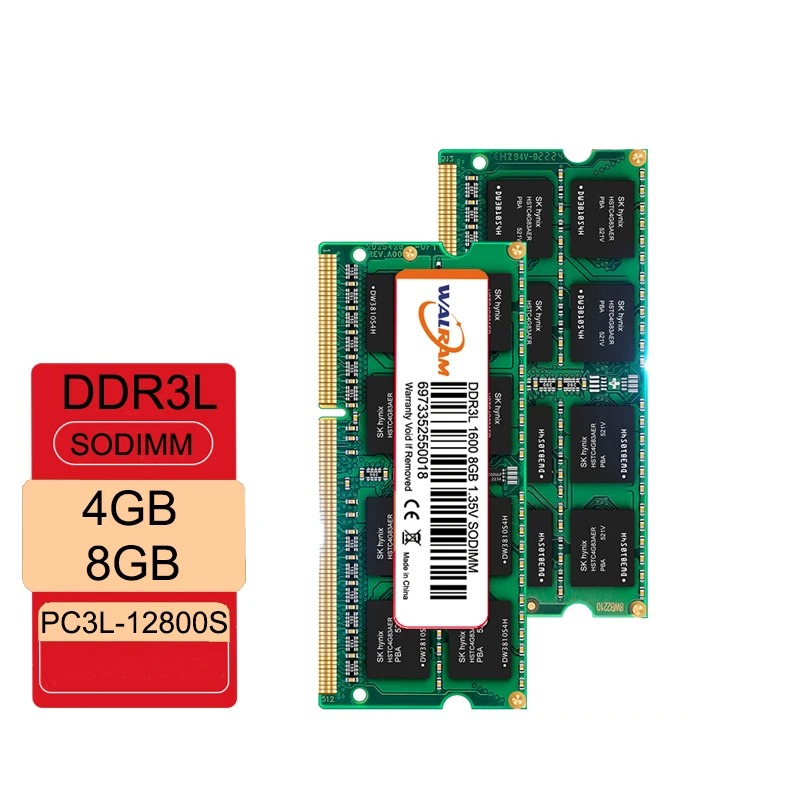 

Walram DDR3L 1.35V DDR4 1.2V RAMS Memoria 4GB 8GB 16GB 32GB Laptop Ram 1333 1600 1866 2400 2133 2666 3200 Sodimm Notebook Memory