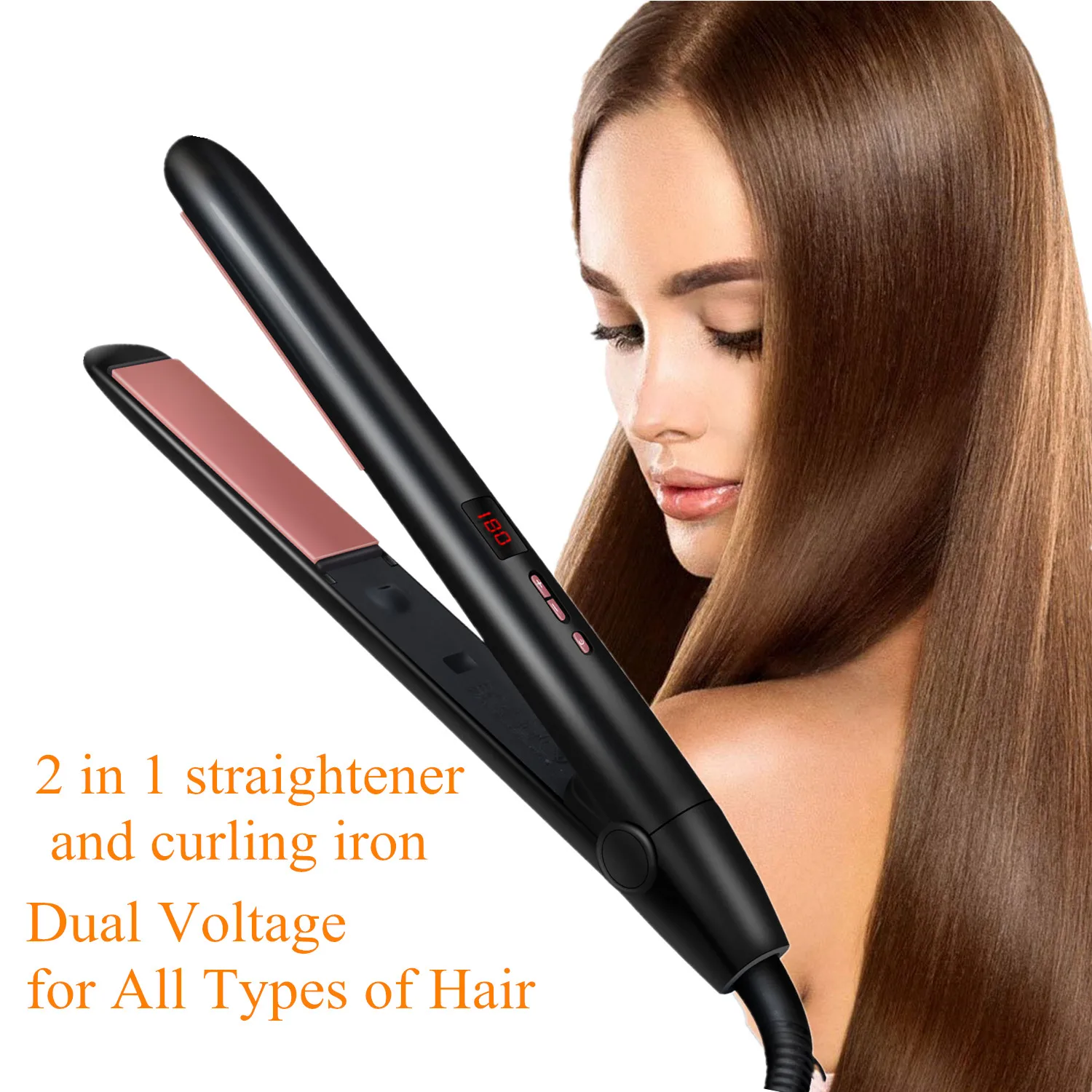 2 em 1 alisador de cabelo ferro liso cabelo modelador crimper aquecimento rapido