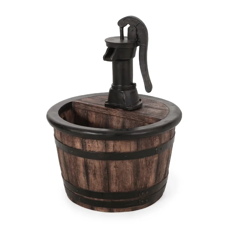 

Noble House Colquitt Outdoor Water Pump Fountain, Brown and Black
