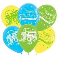 15pcs tractor balloons excavator latex balloon double sided printing for tractor farm birthday decoration children gift supplies