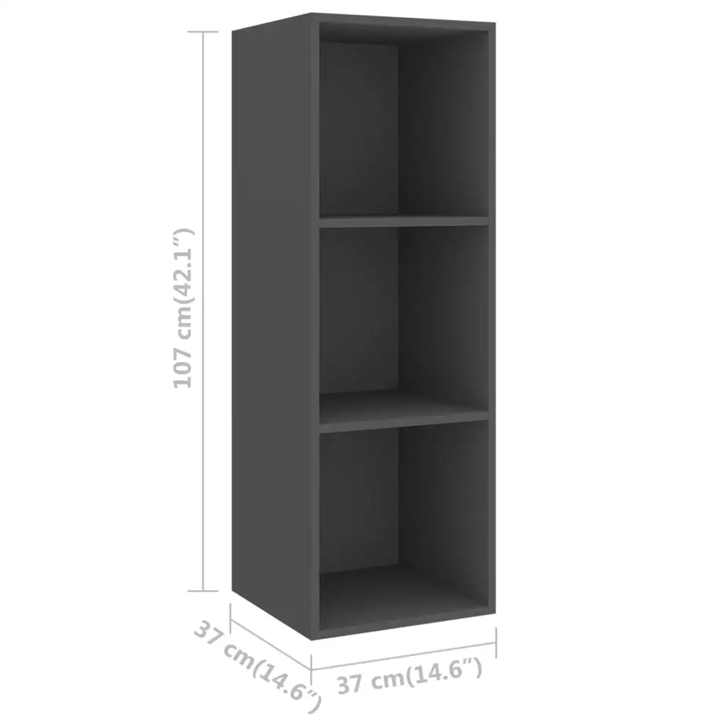 

TV cabinet wall gray 37x37x107 cm chipboard