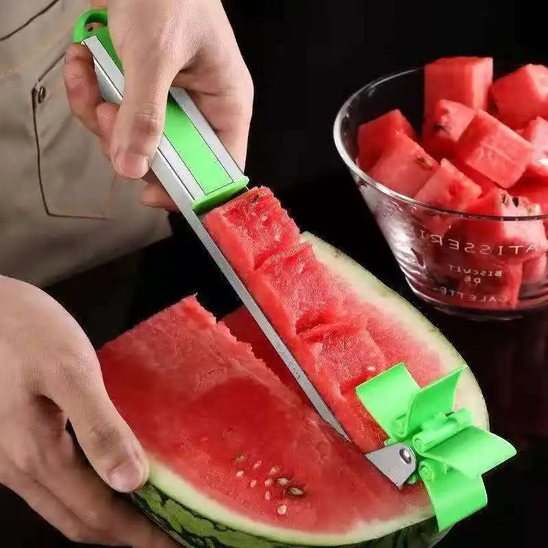 

Watermelon Slicer Cutter Tongs Corer Fruit Melon Stainless Steel Tools Quick Cut Refreshing Watermelon Cubes Kitchen Accessory