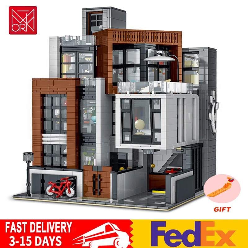 

MOC-87366 Modern Villa Building Blocks Model Compatible with Lego Street View Modular City Architecture Bricks Toy for Boys Gift