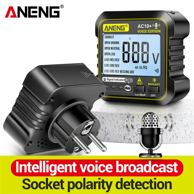 

AC10 Socket Tester Plug Detector Zero Fire Line Polarity Phase Check Phase Detector US/EU Plug Multimeter Digital Tester