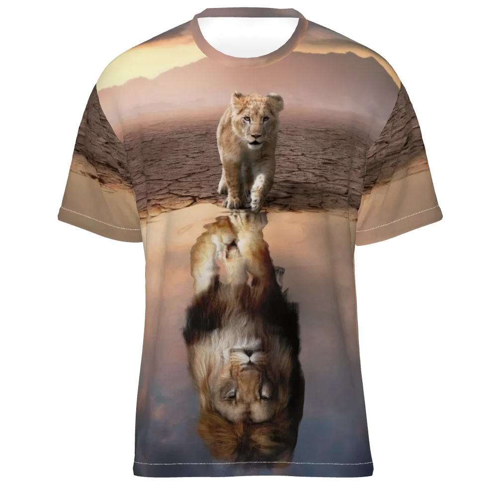 

Summer New Creative Lion graphic t shirts Men Fashion Casual Trend Animal Pattern T-shirt harajuku 3D Printing streetwear Tops