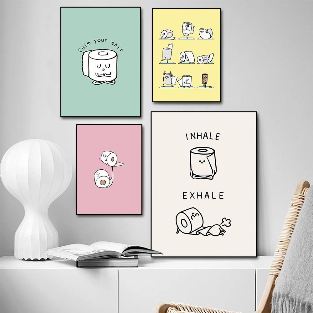 

Nordic Funny Quote Minimalist Toilet Paper Yoga Wall Art Canvas Painting Posters And Prints Pictures For Washroom Bathroom Decor