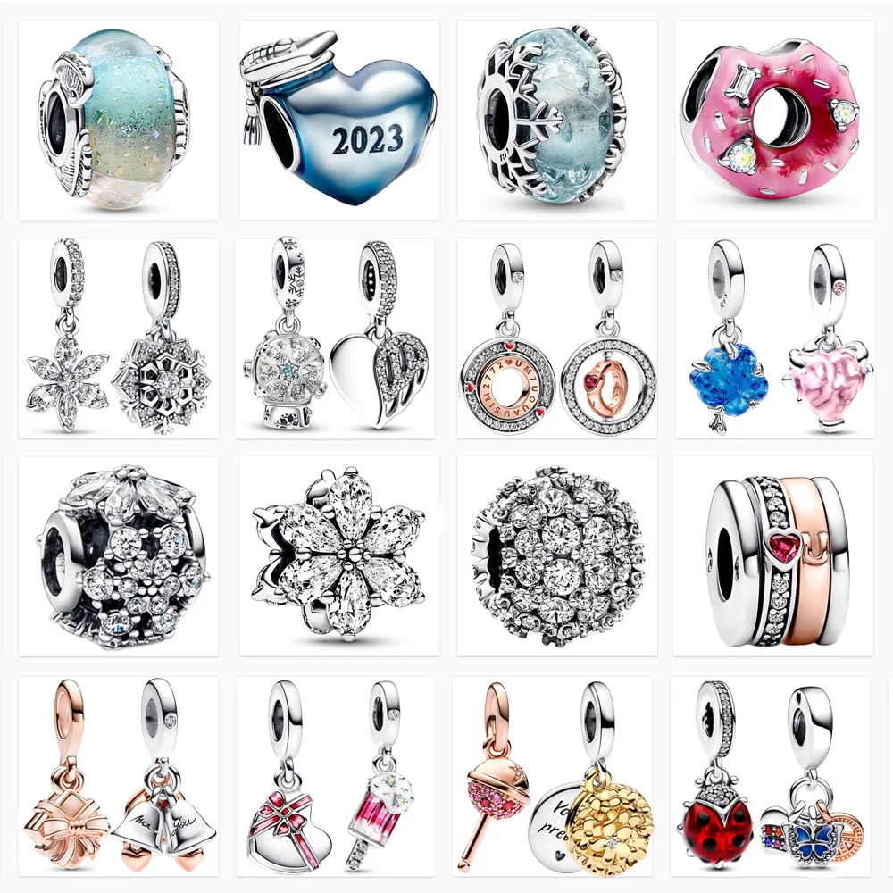 Зимняя серия Снежинка Обаяние Синие бусины из стекла Мурано, подходят для браслетов Пандора, серебро 925, оригинальные подарки для девочек на Рождество.