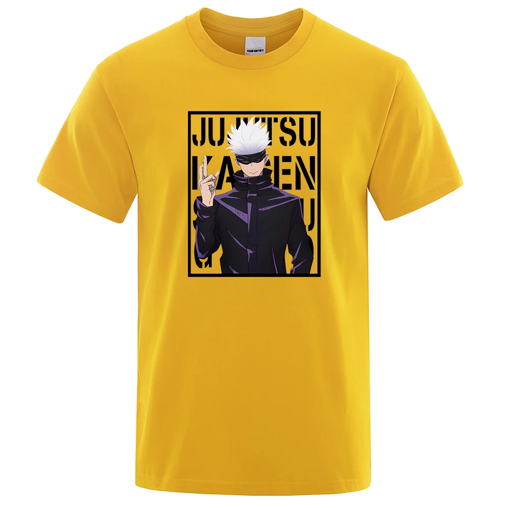 

Funny Gojo Satoru T Shirt Jujutsu Kaisen Anime T-Shirts Mens Summer Fashion Vintage Mens Clothing Casual Harajuku Tees Tops