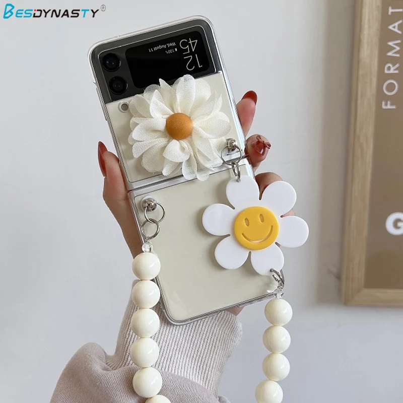 

Чехол BESD Ins с подвесной цепочкой и цветком подсолнуха для Samsung Galaxy Z Flip 3, милый прозрачный защитный мягкий чехол, чехол с откидной крышкой 3