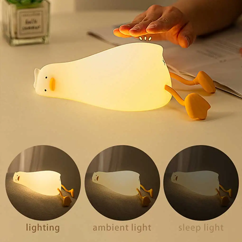 

Lying Night Light LED Cute Cartoon Silicone Nightlight Rechargeable Bedside Lamp Atmospheres Home Bedroom Dormitory