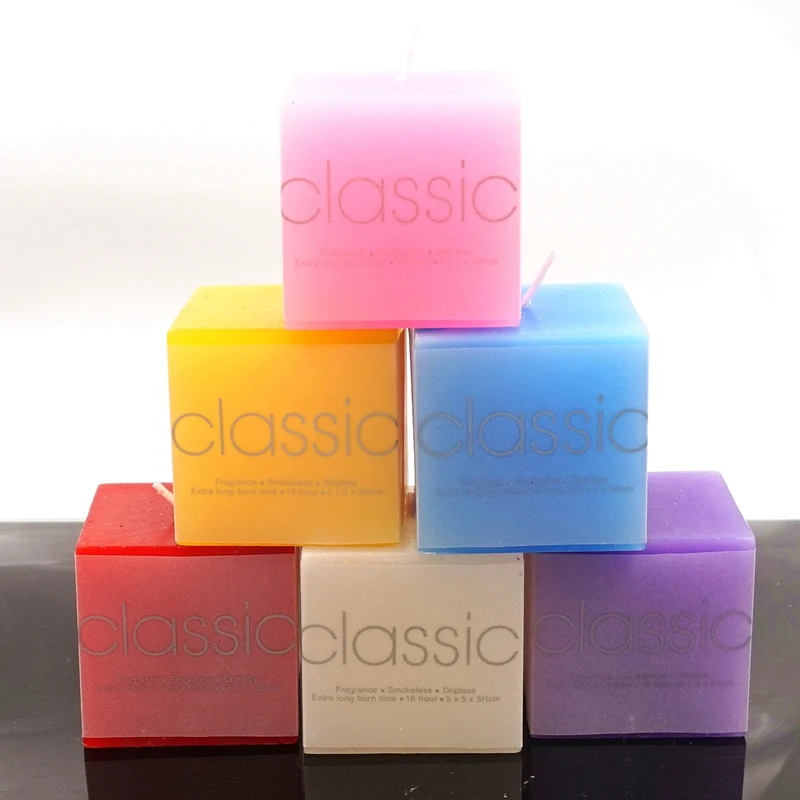 

Colorful Quadrate Scented Candles Light Fragrance Wedding Candles for Party Household Emergency Block Candles Wedding Gifts