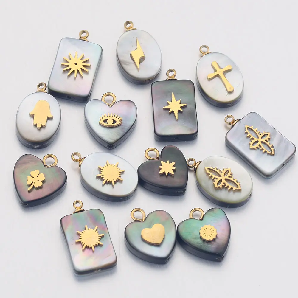 

5pcs/lot Mix Square Heart Oval Shell Stainless Steel Gold Earring Charms Pendants DIY Jewelry Making Bulk Items Wholesale Crafts