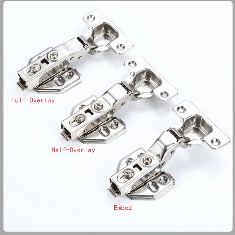 

4Pcs Hinge Stainless Steel Hydraulic Cabinet Door Hinges Damper Buffer Soft Close Kitchen Cupboard Furniture Full/Embed