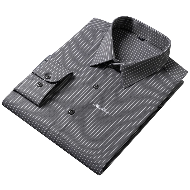 

Корейские модные мужские красивые приталенные рубашки с длинным рукавом Полосатая Вышивка букв Харадзюку Мужская блузка