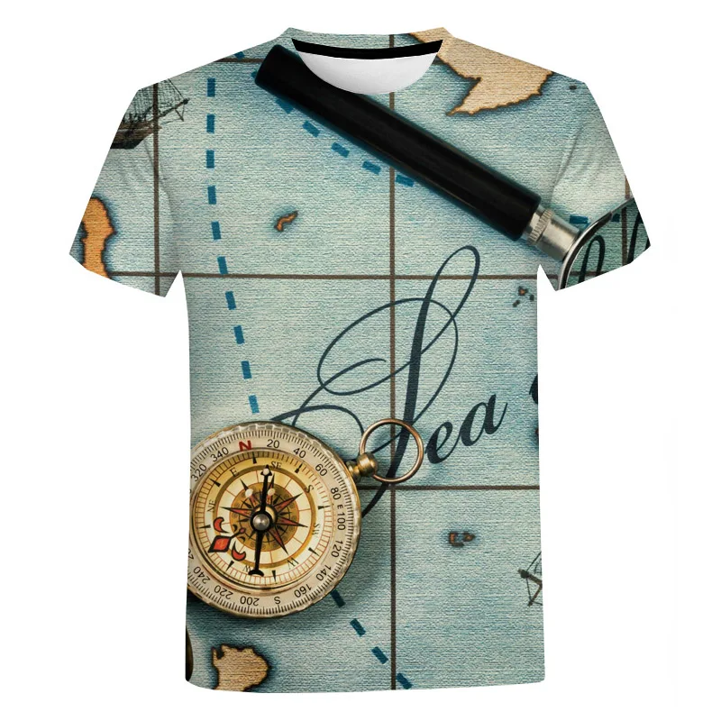

3D Compass Pattern Men's T Shirt Vintage Oversized Haikyuu Graphic Summer Casual T-shirt Streetwear Short Sleeve Tees T-shirts