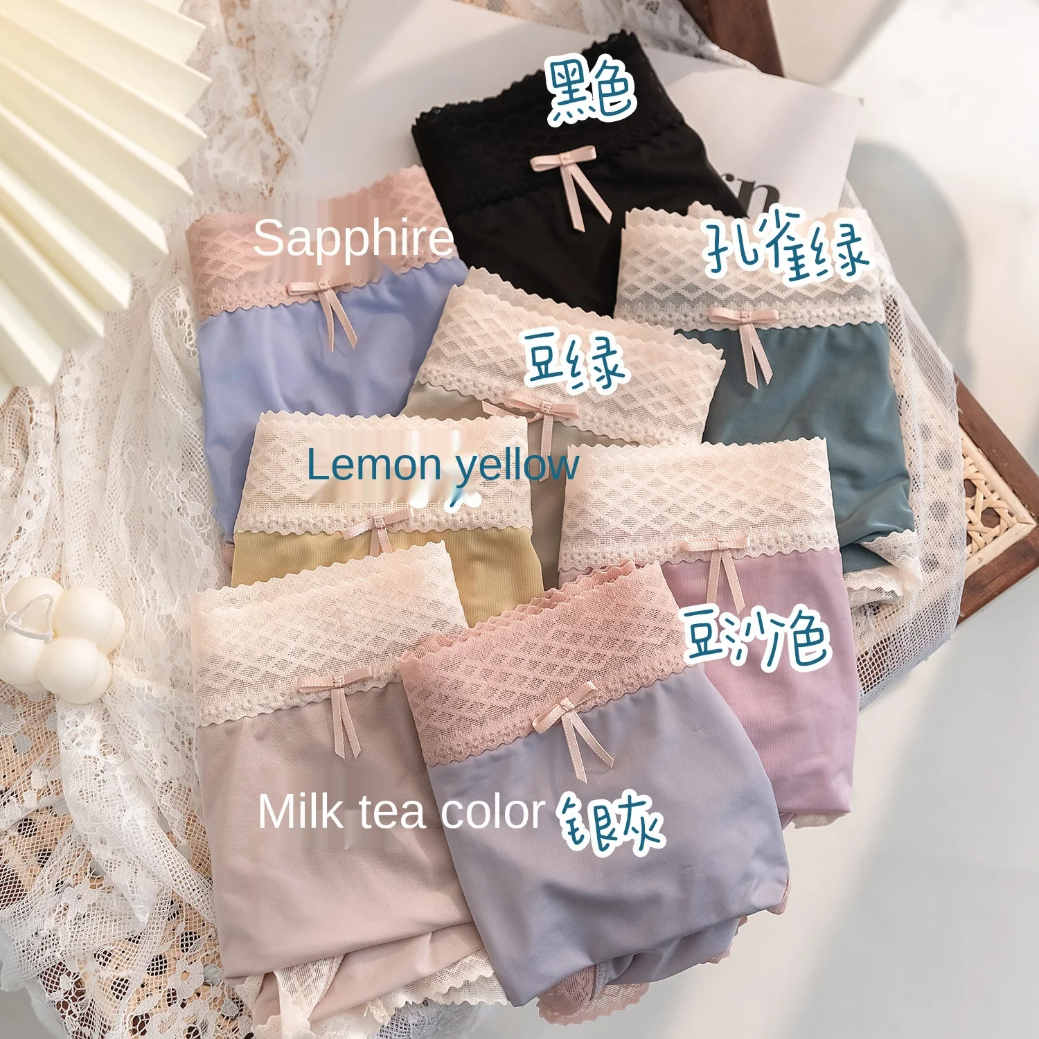 

3PCS/Lot Women Cotton Underwear Sexy Striped Ice Panties Japanese Cute Girl Comfort Briefs Summer Fashion Bow Underpants Female