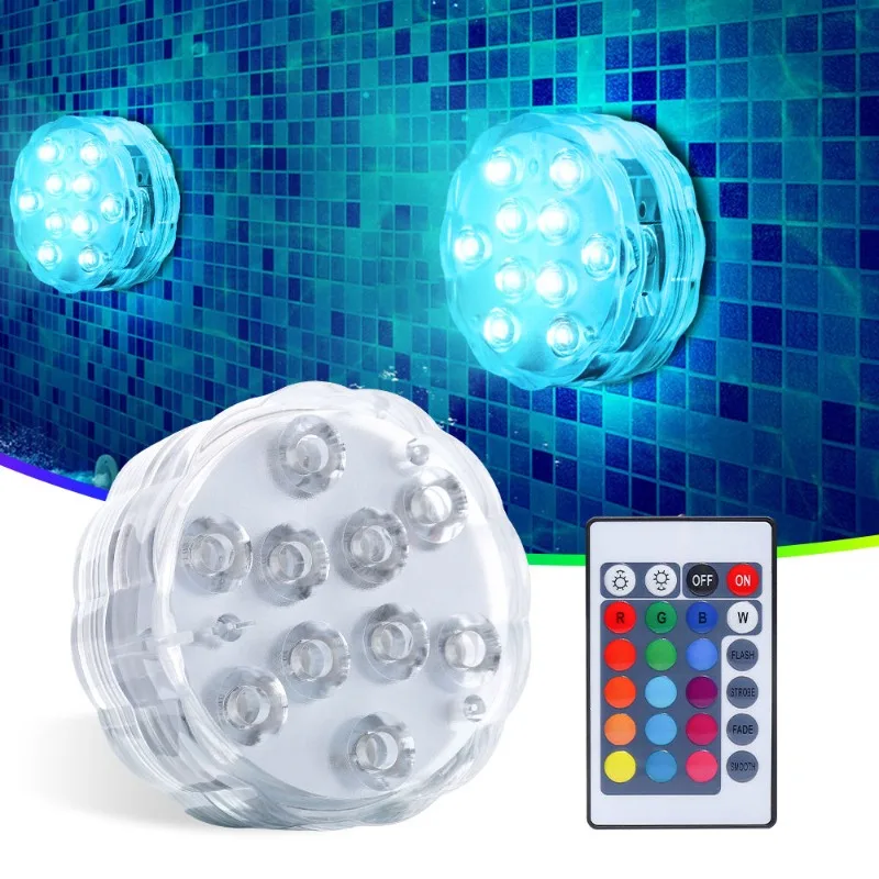 10 светодиодов подводная лампа с дистанционным управлением Ночная для бассейна