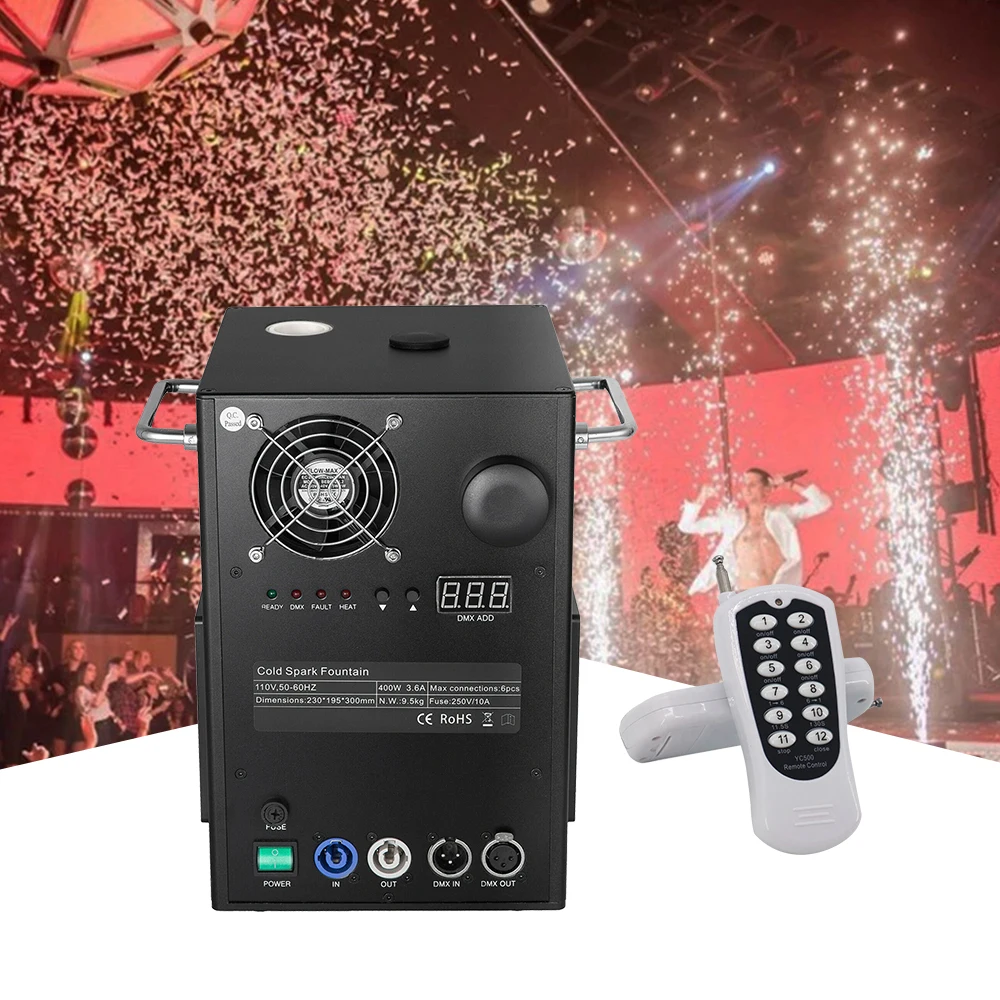 

double spray dmx electric spark machine 650w cold sparkler fountain fireworks machine with a battery
