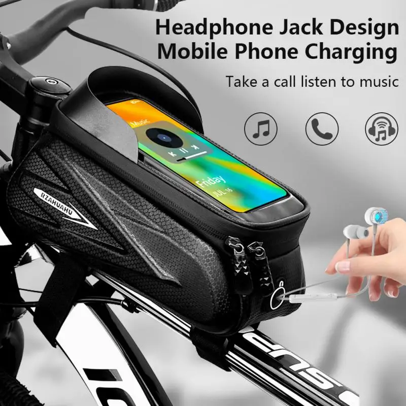 

7.2 Inches Mobile Phone Touch Screen Bicycle Bag Front Beam Bag Hard Shell Cycling Bike Tube Upper Tube Bag Bicycle Accessories