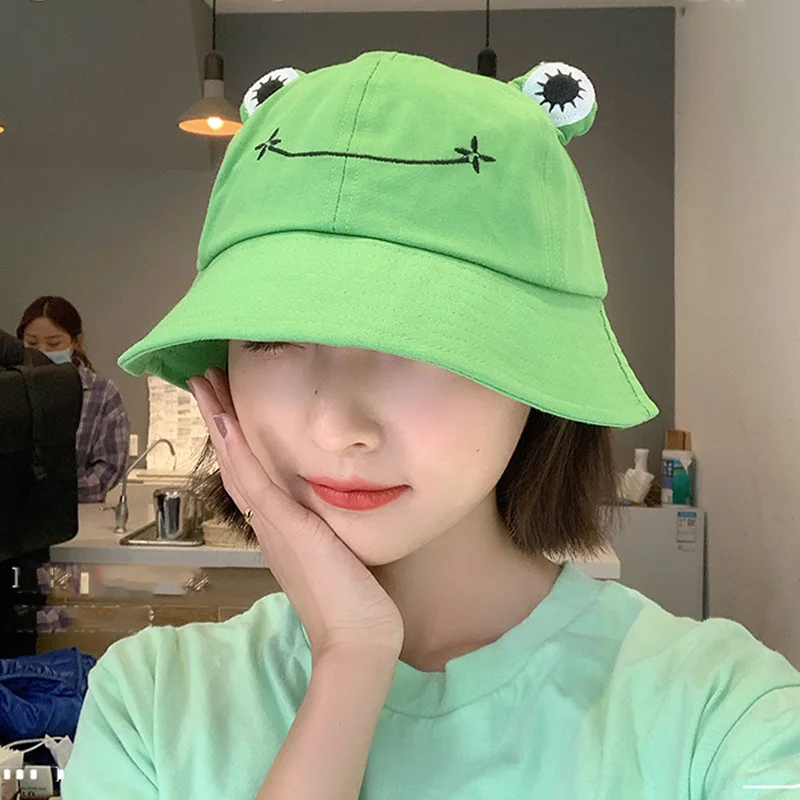 

Fashion Frog Bucket Hat for Women Summer Autumn Plain Panama Outdoor Hiking Beach Fishing Cap Sunscreen Female Sunhat Bob