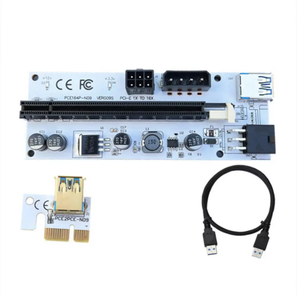 

Двойная светодиодная Райзер-карта Ver009s Pci-e, кабель Usb 3,0, 6-контактный разъем питания, Pci Express, 1x на 16x, адаптер для ПК
