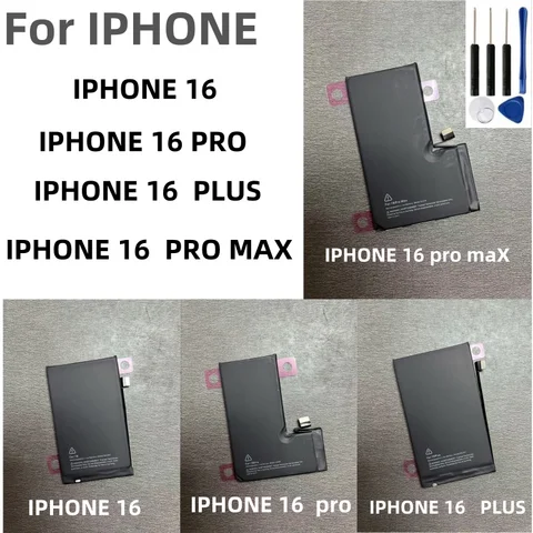 ЗДОРОВЬЕ 100% аккумулятор для iPhone 16 16 Pro 16 Pro Max 16 Plus Сменные аккумуляторы + инструменты