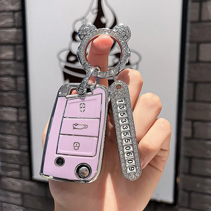 

VW Volkswagen Golf 7 MK7 Tiguan MK2 For Skoda Octavia Kodiaq Seat Ateca Leon FR Ibiza TPU Car Flip Key Case Cover Shell