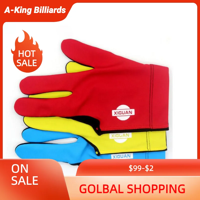 

New Billiard Gloves xiguan Three Fingers Left Hand Red/Blue/Yellow Colors Gloves Billiard Accessories China